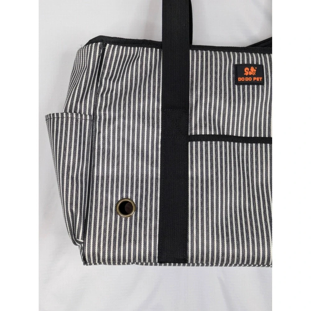 DO DO PET Soft Sided Pet Carrier Dog Cat Travel Bag Black Stripe Medium